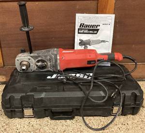 lot 37 image: Bauer 12 Heavy Duty Right Angle Drill Kit Model 1695E-B in Case