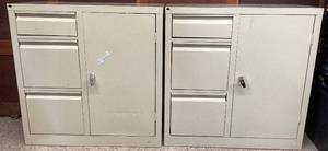 lot 79 image: Two Metal Garage Storage Units - 3 Drawer, One Shelf Cabinets