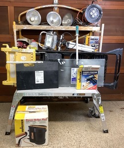 lot 113 image: Mega Dry Wall and Painting Bundle with Scaffolding, Lights, Wagner Tools and More