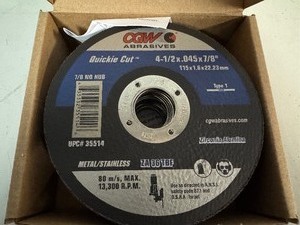 lot 9 image: GCW Abrasives Quickie Cut Extra Thin Cut-Off Wheel (New) Qty  25