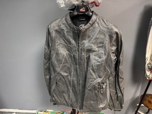 lot 36 image: Gray Leather Womens Biker Jacket Womens Size 16