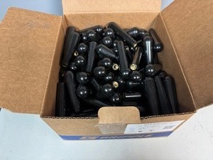 lot 78 image: 4 Black Hard Plastic Handle with Brass Insert (Box of 200)