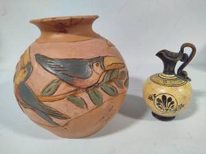 lot 81 image: Toucan Pottery & Greek Pitcher