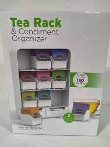 lot 97 image: Mind Reader Tea Rack & Condiment Organizer New in Box