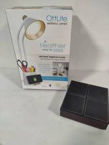 lot 111 image: Ottlite LED Desk Organizer Lamp & Office Supply Compartment Organizer