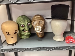 lot 12 image: Fun Group of Masks, Heads and Hats