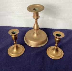 lot 13 image: Trio of Vintage Copper Candlesticks