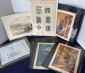 lot 24 image: Group of Unframed Architectural Prints and Drawings