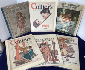 lot 26 image: Group of Frameable Vintage Magazine Covers and Bookplates