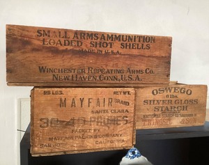 lot 36 image: Group of 3 Antique Wooden Shipping Boxes