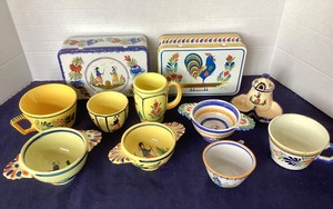 lot 49 image: Group of Vintage Quimper Pottery and Tins