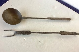 lot 77 image: Antique Hand Wrought Meat Fork and Ladle