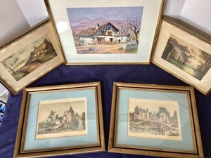 lot 90 image: Group of Vintage European Watercolors and Aquatints
