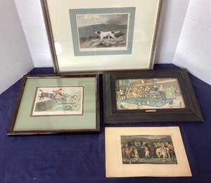 lot 92 image: Group of 4 Vintage Hunting Prints