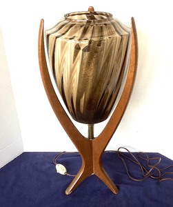 lot 97 image: Midcentury Modeline Style Sculpted Walnut Lamp