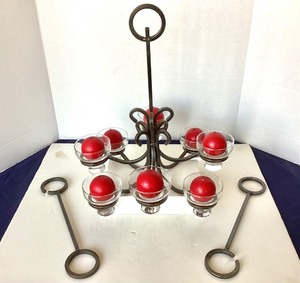 lot 98 image: Midcentury Danish Wrought Iron (Candle) Chandelier