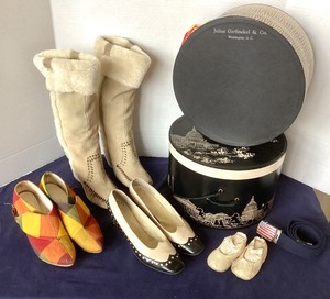 lot 127 image: Group of Vintage Shoes, Boots, Hat Boxes and Belts