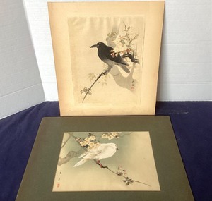 lot 133 image: Pair of Antique Japanese Watercolor Paintings on Silk