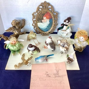 lot 185 image: Group of Christmas Artwork and Ornaments