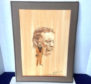 lot 193 image: Unframed Mixed Media Portrait of Theodore Roosevelt