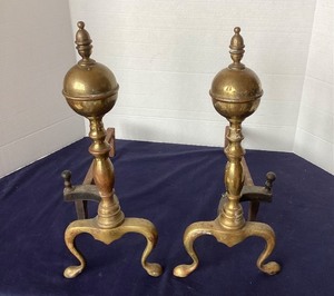lot 195 image: Antique Brass Andirons