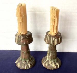 lot 154 image: Peters & Reed Moss Aztec Candlesticks