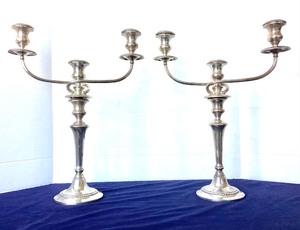 Large Pair 3 Light Gorham Sterling Silver Candelabra