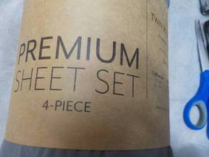 lot 22 image: Twin XL 4 piece Grey Sheet Set...