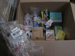 lot 77 image: Post It notes Sharpies, pens, glove...