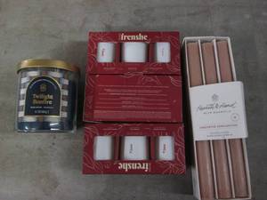 lot 3 image: 6 Unscented candles, 3 packs of moo...