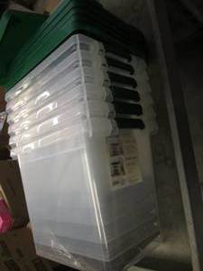 lot 27 image: 6 Medium latched storage bins with ...