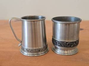 lot 24 image: Vintage Pewter Cup and Beer Tankard (Norway)