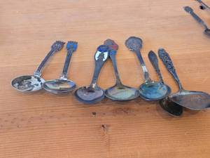 lot 58 image: Lot of (7) 167-grams (total) 925 Sterling Silver Souvenir Spoons