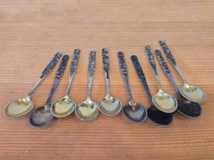 lot 65 image: Lot of (10) 66-grams (total) 830 Sterling Silver Souvenir Spoons