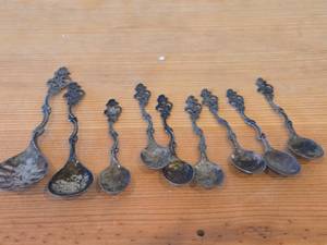 lot 66 image: Lot of (10) 94-grams (total) 830 Sterling Silver Souvenir Spoons