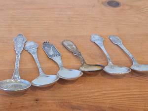 lot 68 image: Lot of (6) 188-grams (total) 830 Sterling Silver Souvenir Spoons