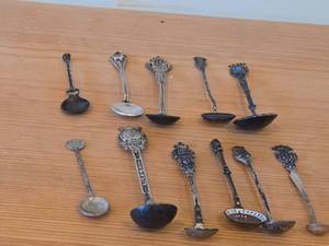 lot 79 image: Lot of (11) 211-grams (total) Silverplated Souvenir Spoons