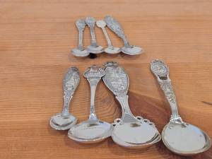 lot 87 image: Lot of (8) 178-grams (total) 40G Silverplated Souvenir Spoons