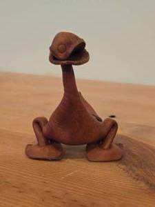 lot 95 image: Vintage Duck theme Handmade Leather Figurine by Deru (1960s) (Germany)  Mid-Century Modern style