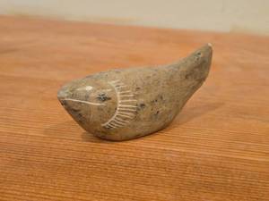 lot 99 image: Vintage Fish theme Hand-Carved Inuit Soapstone Sculpture