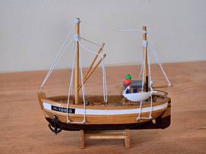 lot 128 image: Fishing Boat theme Wooden Miniature Collectible