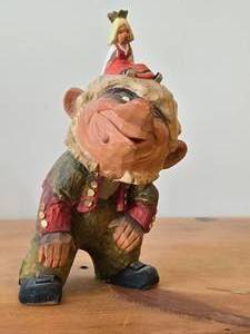 lot 135 image: Vintage Princess Troll theme Hand-carved Handpainted Wooden Figurine by Henning (Norway)