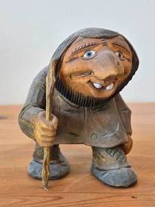 lot 137 image: Vintage Troll theme by Ole Oien Authentic Hand-carved Handpainted Wooden Signed Figurine (Askim Norway)