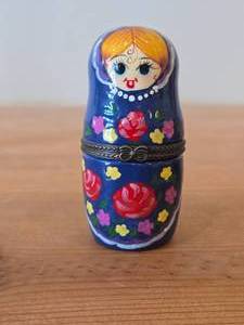 lot 155 image: Decorative Hinged Trinket Box designed as Russian Matryoshka Nesting Doll