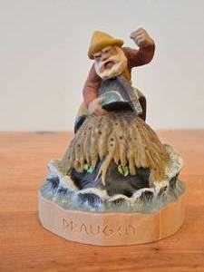 lot 172 image: Vintage Legendary Sea Spirit Draugen (from Norwegian Folklore) theme Authentic Handcrafted Hand carved Wooden Collectible Figurine by Henning Engelson (Norway)