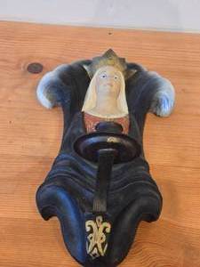 lot 181 image: Hand Carved Wall-Mount Candleholder by Henning (Norway)