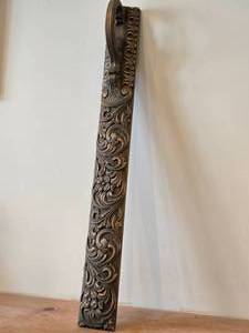 lot 197 image: Vintage Hand Carved Wooden Mangle Board (Norwegian Tool for Pressing Linen)