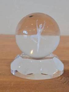 lot 250 image: Crystal Ball with 3D Engraved Ballerina on a Crystal Stand