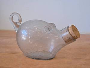 lot 269 image: Pig theme Hand-Blown Glass Decanter with Cork Stopper by Hadeland (Norway)