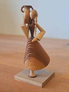 lot 278 image: Vintage Polish Folk Art theme Hand Carved Wood Figurine by S. Sitarski & J. Fedorowicz (Poland)